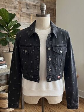 GUESS Women’s Black Polka Dot Denim Jacket